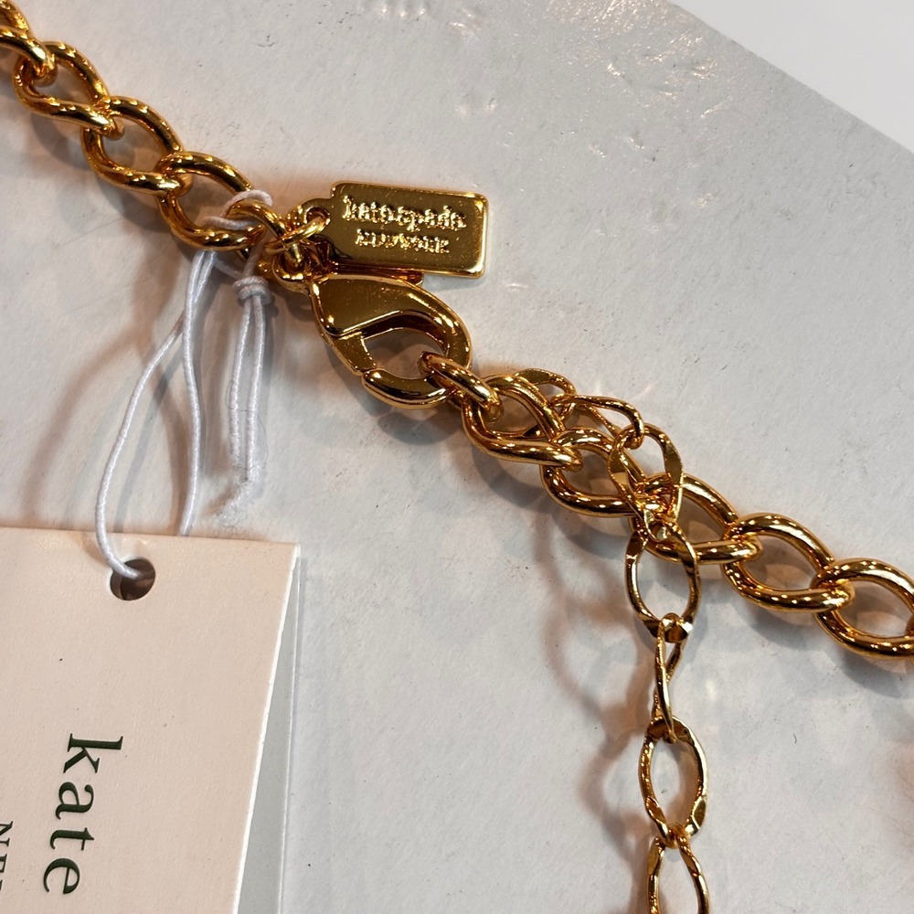 Kate Spade Clear As Crystal Flower Necklace Gold Tone Video NWT Sparkle! - Picture 6 of 10